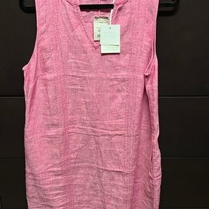 A-Line Pink 100% Linen Singrid Olsen dress